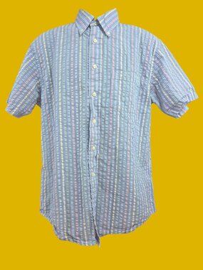 Brooks Brothers Striped Seersucker Short Sleeve Shirt Medium